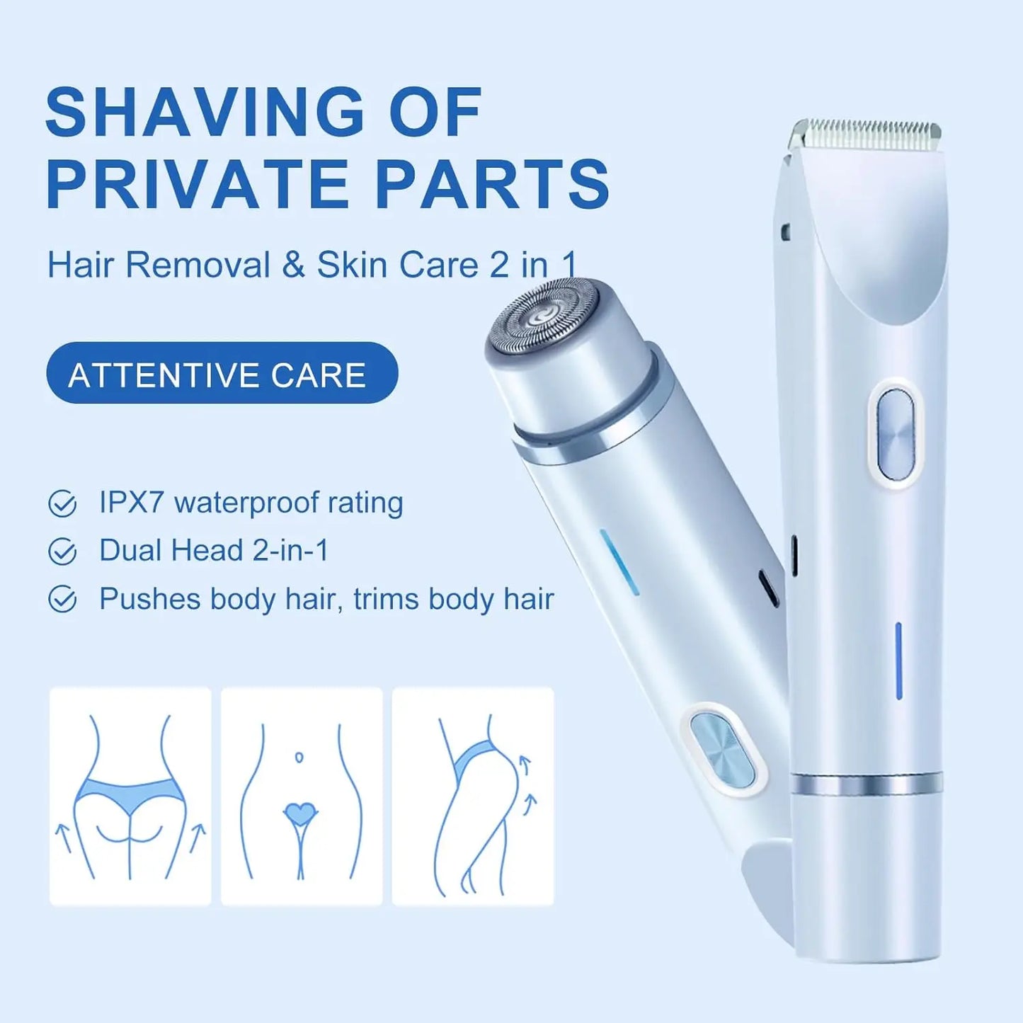VivaLuxe Dual‑Head Shaver — Sleek, Waterproof & USB‑C Charged Elegance for Women